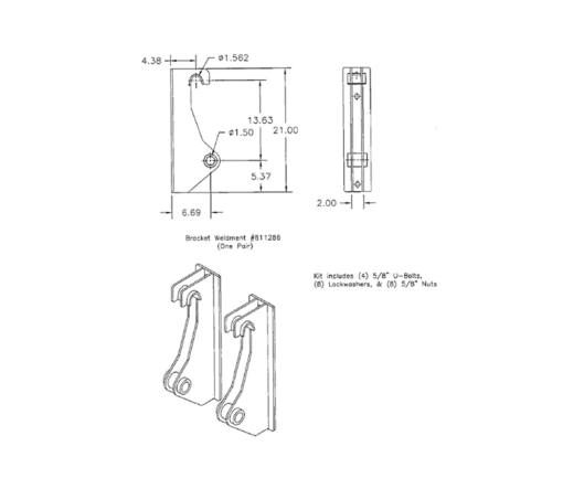 Kubota Interfacing Brackets for Model LA1251 - Quick Attach Brackets