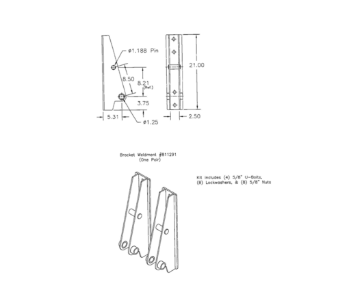 Kubota Interfacing Brackets for Model LA852 - Quick Attach Brackets